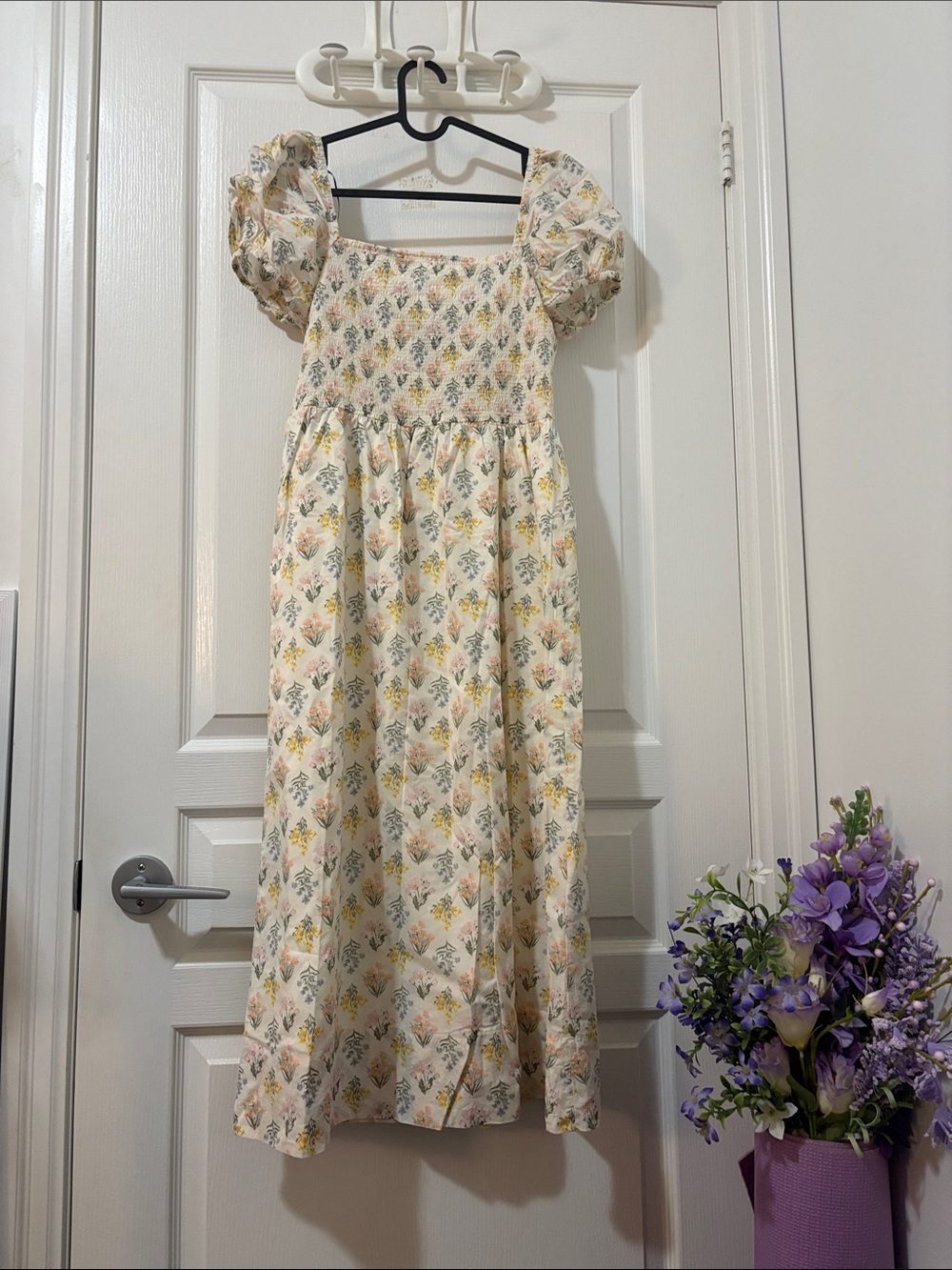 H&M Cream Floral Midi Dress
